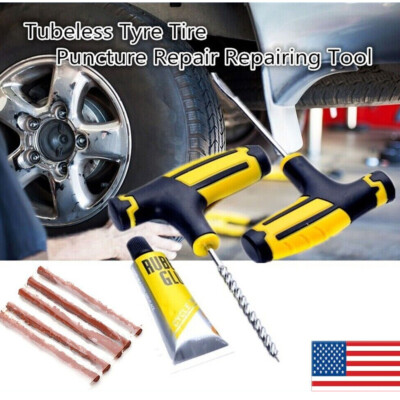 Car Tubeless Tire Puncture Repair Plug Repairing Kits Needle Patch Fix Tool Kit