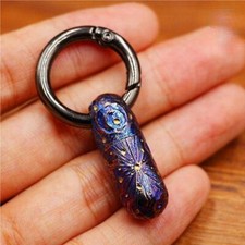 Pure Titanium Waterproof Keychain Pill Holder Case Container Hand-Carved EDC