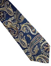Hastings Bay Blue Paisley Silk Necktie 55" Length 3.5" Width – Made in USA