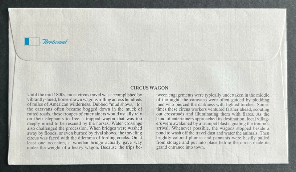 CIRCUS WAGON #2452 MAR 20 1995 KANSAS CITY MO FIRST DAY COVER (FDC) BX3-2 - Image 2 of 2