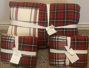 Pottery Barn Easton Plaid Patchwork King Quilt 2 Standard Shams