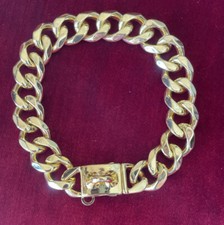 Strong Stainless Steel Gold Dog Collars with Safety Buckle Lock, 12