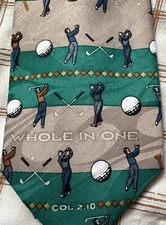 Vintage Golf  Necktie Appointed Apparel Whole In One Tie Green Tan ⛳️ Golf Balls