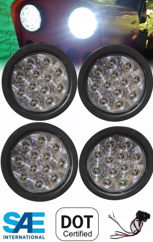 Led Backlight Kits 4 LED Round Reverse/Back-Up Light Kit With Grommet Plug - Clear Lens, White Light Round Led Tail Lights - Foto 10