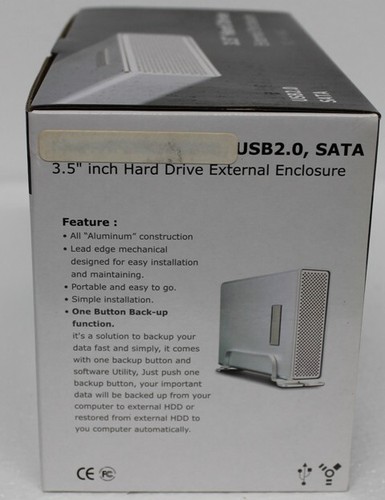 Metallic-Aluminum 3.5" Hard Drive External Enclosure USB 2.0 High Speed SATA PC - Picture 6 of 7