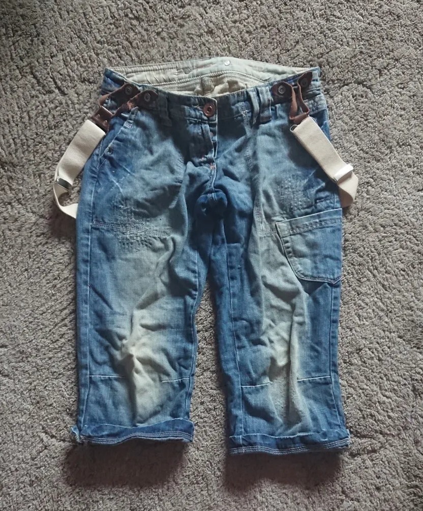 RARE Y2K River Island combat cargo pockets knee denim braces