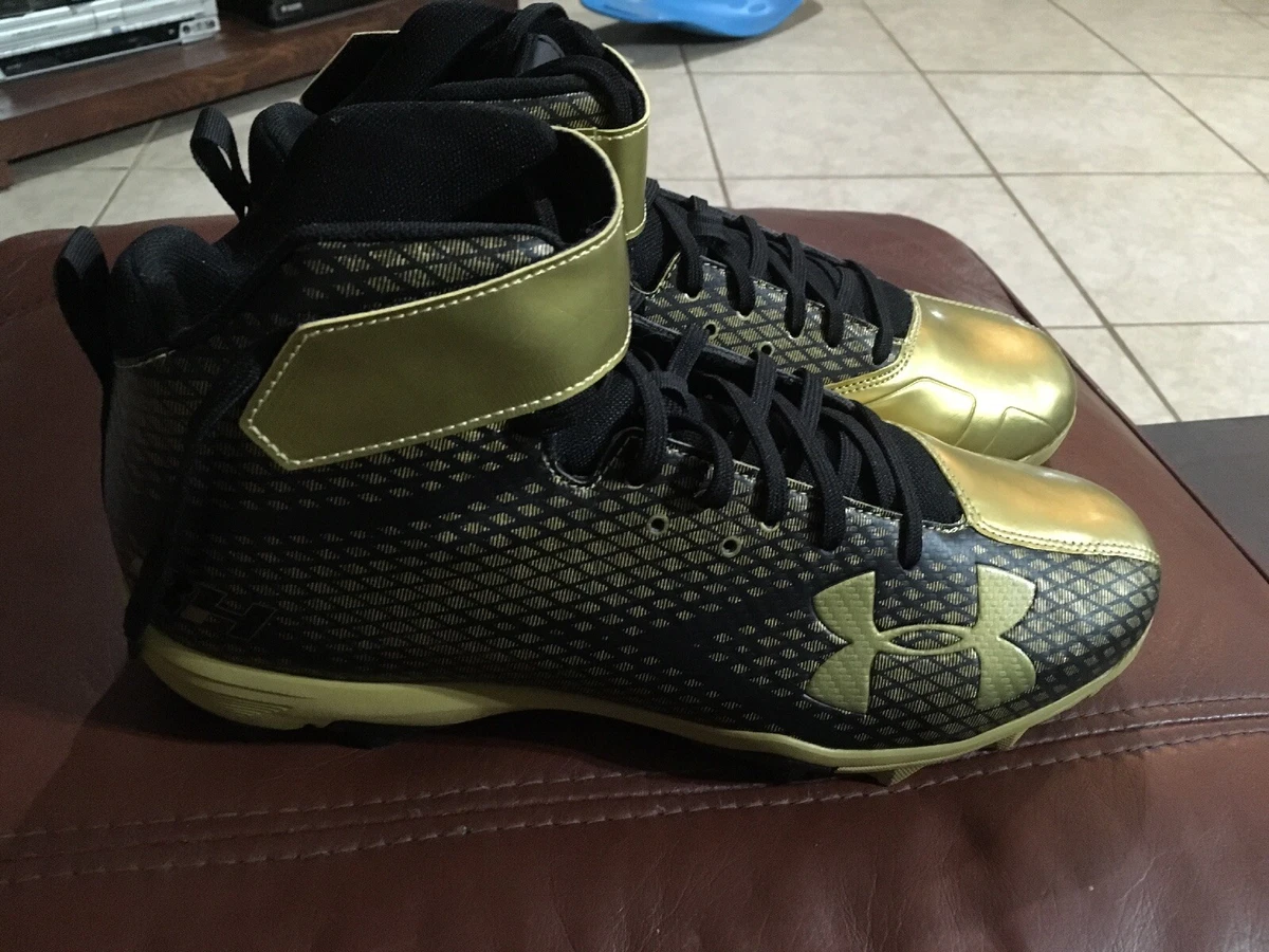 Under armour black clearance and gold baseball cleats