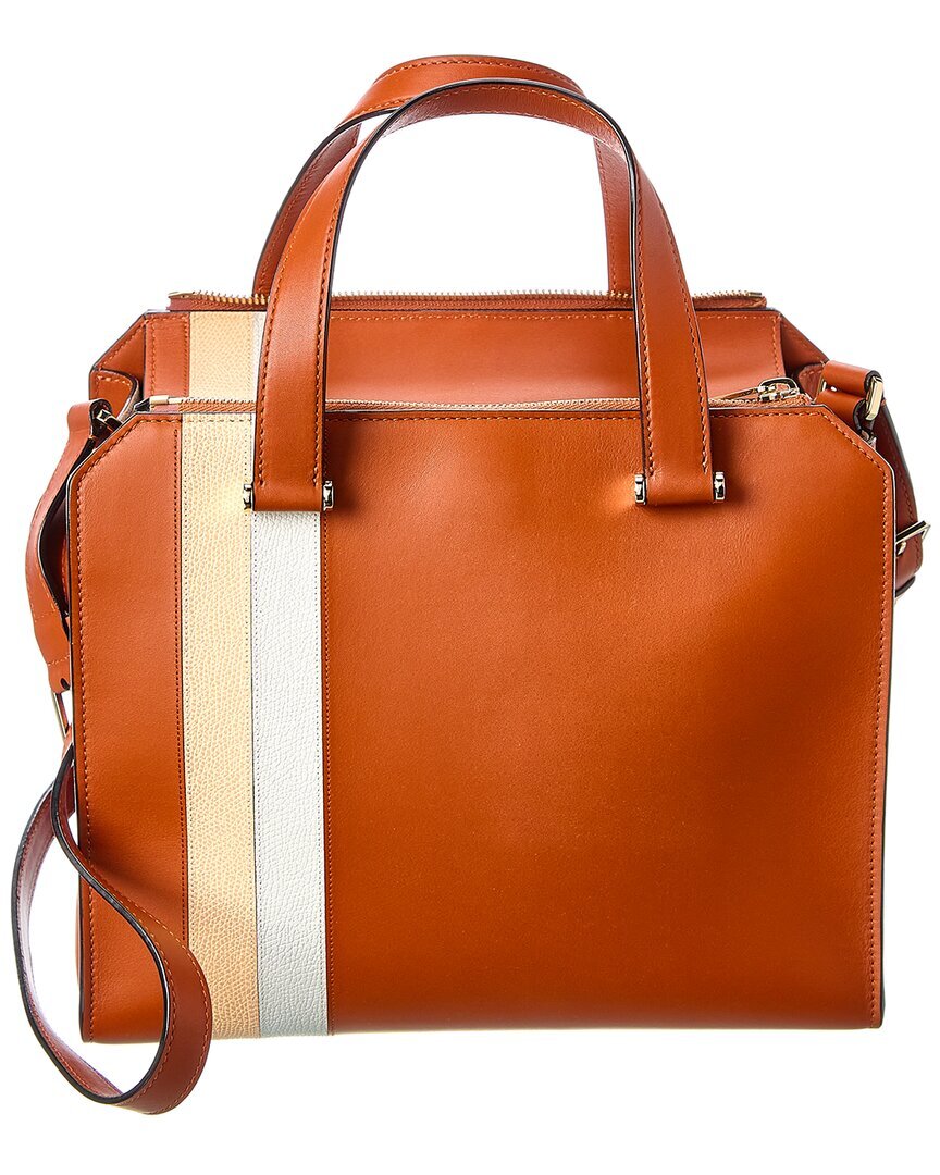 Женская кожаная сумка Valextra Passepartout среднего размера коричневого цвета