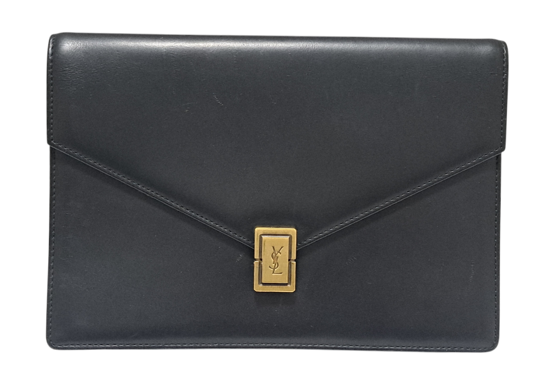 Autentica borsa pochette Yves Saint Laurent vecchia pelle portico nera uomo