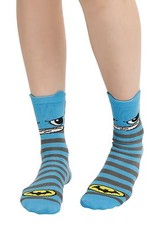 DC Comics Batman Crew Socks Kawaii Socks Size 9-11 Blue WB Authentic NWT