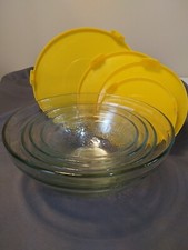 4pc Vintage Embossed Clear Glass Nesting Bowl...