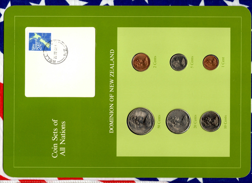 Coin Sets of All Nations New Zealand UNC 1,10,50 cents 1980 2,5,20 cents 1981