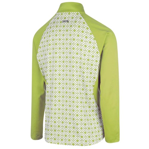 Island Green 1/4 Zip Stretch Golf Top Layering Garment Apple Green S-XL Geo Prin - Picture 2 of 3