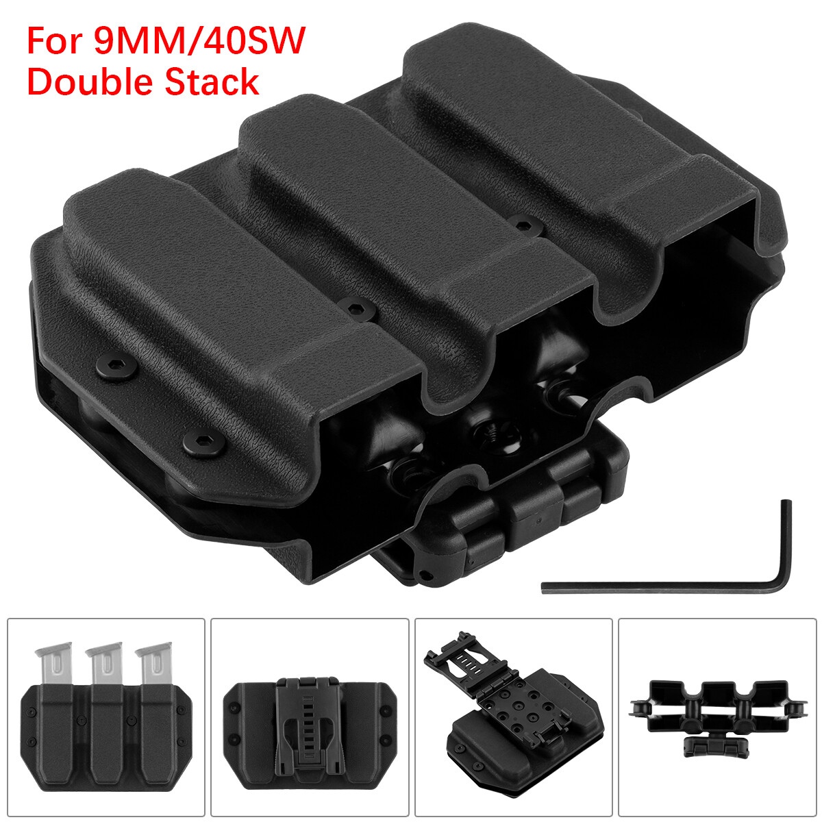 Universal Triple Stack Magazine Belt Holster For 9mm 40 Cal Pistol Mag Holder-image