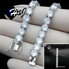 8.25"MEN 14K WHITE GOLD PLATED ICY CZ 6MM 1 ROW TENNIS CHAIN BRACELET*BSB3