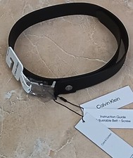 Image of NEW Calvin Klein Logo Adjustable Belt Screw Black Size 34 Inch 85cm