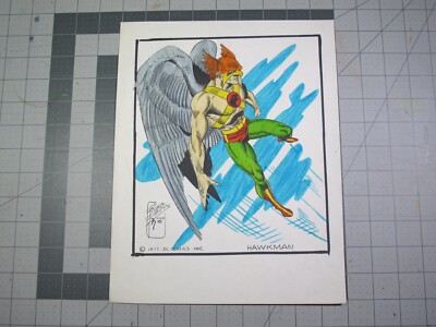 vtg 1976 original comic art - Robb Phipps Hawkman concept sketch B