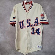 Vintage Russell 1991 USA Baseball Team Chris Roberts 14 Game Worn Jersey 42 M