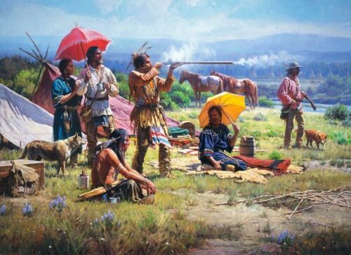 Martin Grelle Parasols and Black Powder Canvas Giclee - Picture 1 of 1