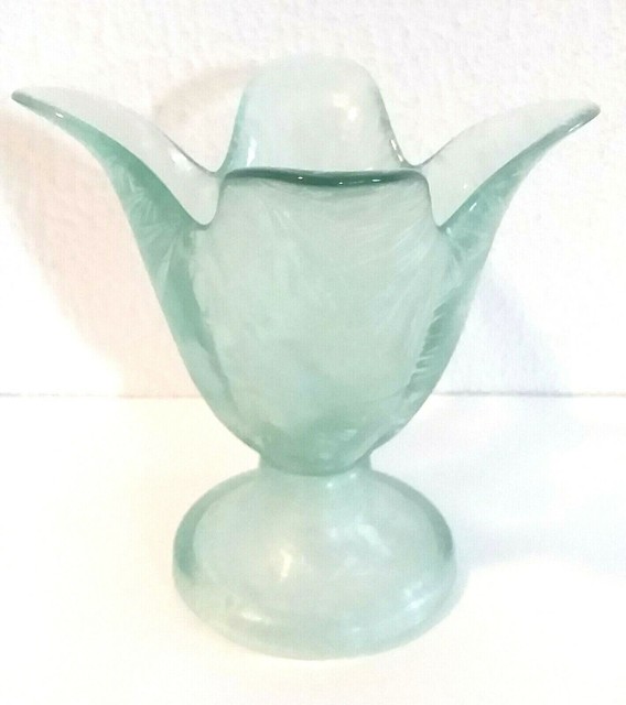 Studio Nova Vase Candle holder Textured Frosted Glass Tulip Flower Pastel Green eBay