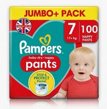 Pampers Baby Dry Nappy Size 7 Diaper Protect Pants 17+kg Jumbo+Pack 100 Nappies 0.27 per nappy
