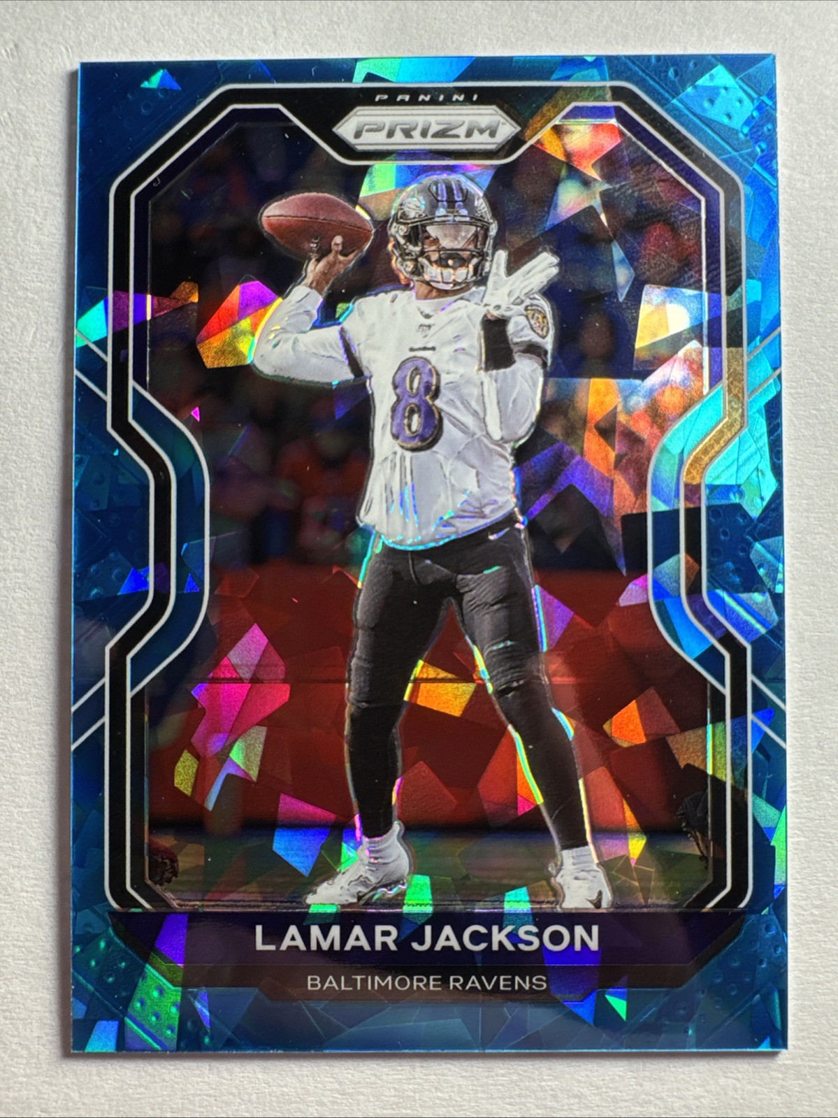 2020 Panini Prizm - Lamar Jackson #37 Blue Ice Prizm /99
