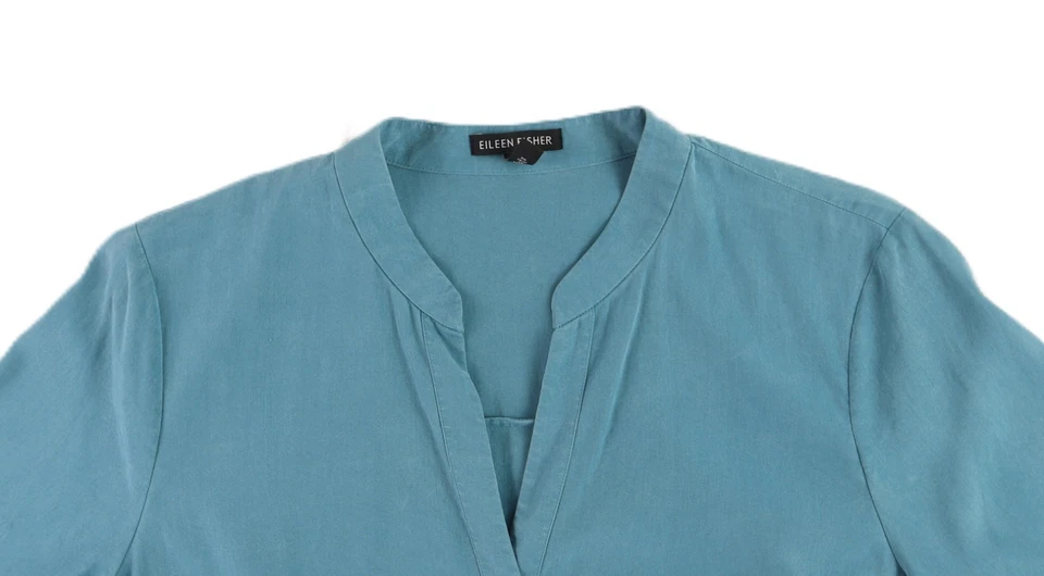 Camisa de manga larga azul pequeña para mujer EILEEN FISHER US Foto 4 de 4