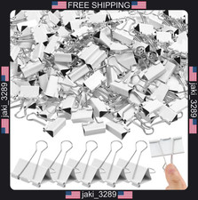 100 Pack White Metal Binder Clips 1 inch Medium Reusable Office Supplies