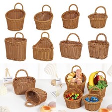 Brown Hand-woven Hanging Baskets Imitation Rattan Wall Hanging Basket