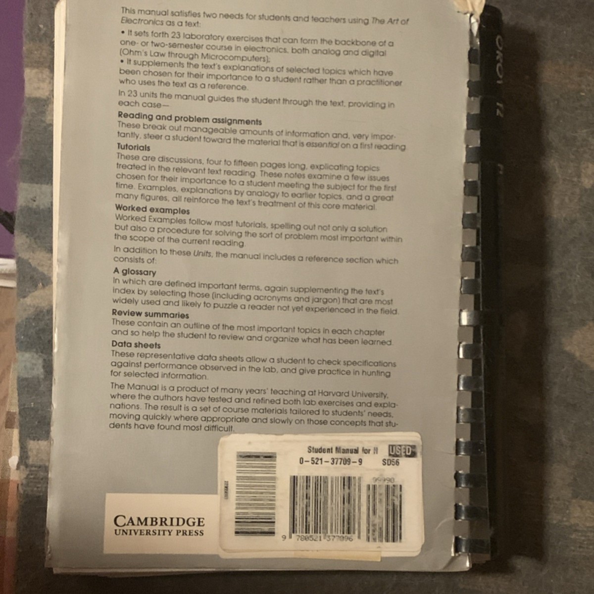 The Art of Electronics Student Manual Hayes & Horowitz Cambridge