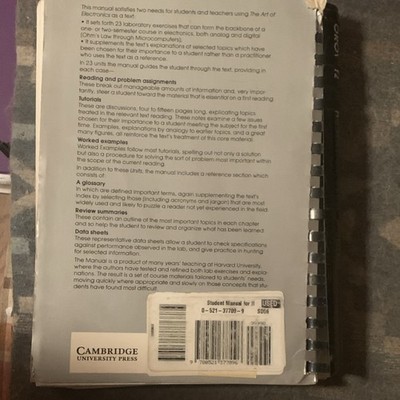 The Art of Electronics Student Manual Hayes & Horowitz Cambridge