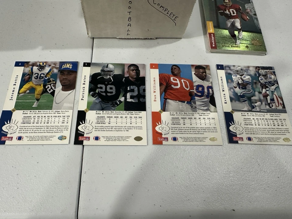 1993 Upper Deck SP Futebol - Conjunto Completo - Bettis, Bledsoe Rookies - NM+ - Imagem 3 de 3