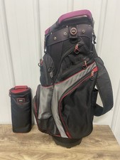 BAG BOY 14-WAY CART GOLF BAG WITH PUTTER WELL WITH COOLER RED BLACK PINK HANDELS