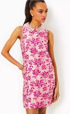 Lilly Pulitzer SZ 10 Kelliana Shift Dress Just Passion Through Brocade NWT Pink