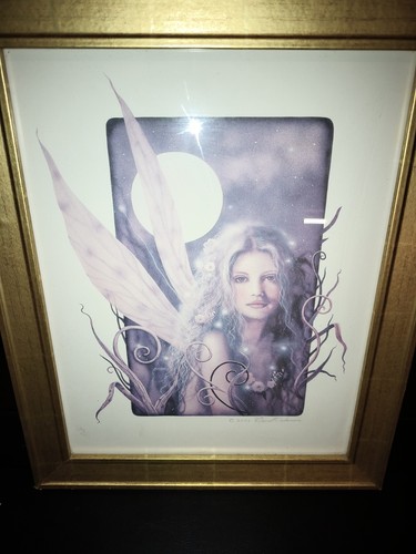 David Delamare Titania Sepia 2002 Fantasy Fairy Framed Print 16.5 x 13.5 RARE