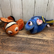 Disney Buscando a Nemo Dory y Nemo Juego de Peluche Payaso Pez Ty Gorro Brillante Lote de 2