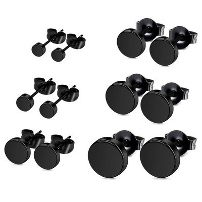 Schwarz Ohrring Barbell Punk Chirurgenstahl 316L Ohrstecker Herren Damen rund