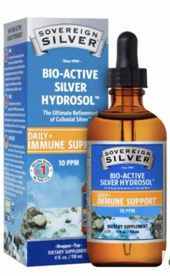 Sovereign Silver- Bio-Active Silver Hydrosol 4 Fl Oz  Dropper Top Immune Support