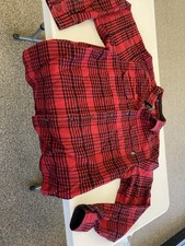 Woolrich Men's Red Black Plaid Cotton Flannel Button-Up Shirt XL Long Sleeve