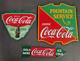 3X COCA COLA PORCELAIN ENAMEL SIGN BOARD S/S SIZE IN DESCRIPTION