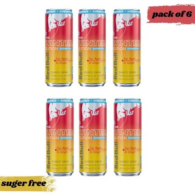 Sugar Free Red Bull Fuji Apple and Ginger Winter Edition , 12 Fl Oz, Pack of 6