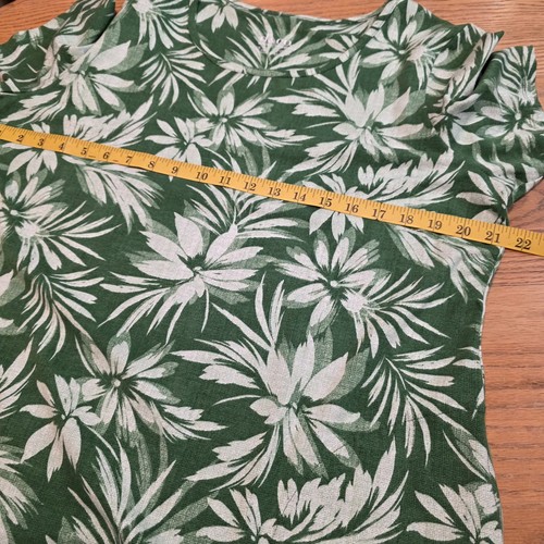 Denim & Co. Women's Green Floral Midi Dress Stretch Short Sleeve Size LP - Picture 6 of 11