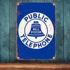 Vintage Public Telephone System Bell Tin Metal Signs Home Décor 8x12 Rustic Wall