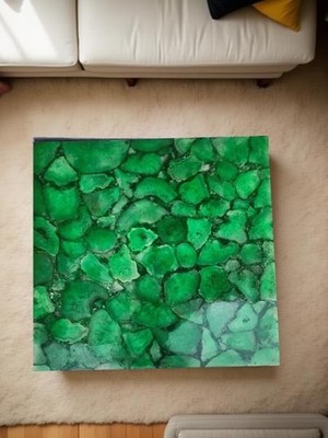 Green Agate Stone Coffee Table | Square Handmade Furniture | Luxury Home Decor