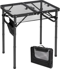 Small Folding Grill Table for Outside, 3 Heights Adjustable Lightweight Portable