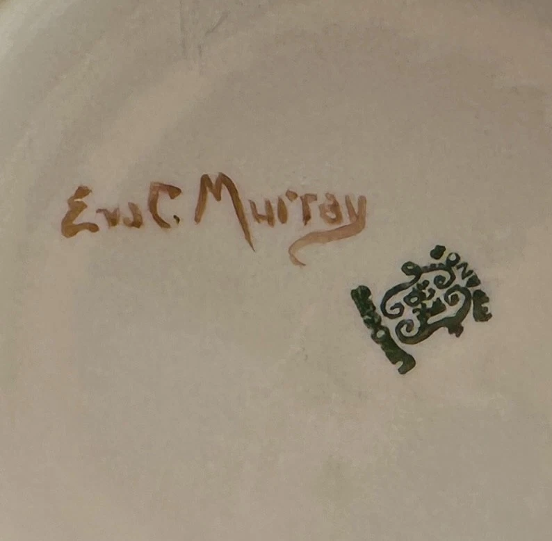 W.G. Jarra pintada a mano con 8 vasos firmada por Eva C. Murray & Co. Limoges Foto 4 de 4