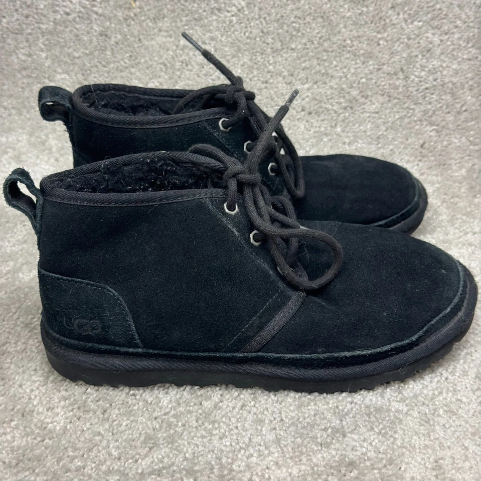 Botas chukka UGG Neumel para mujer 8 negras gamuza piel de oveja con cordones boho Foto 4 de 4