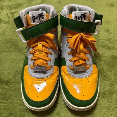 A Bathing Ape BAPE STA High-Cut Sneaker grün/gelb 26,5 cm gebraucht ohne Karton