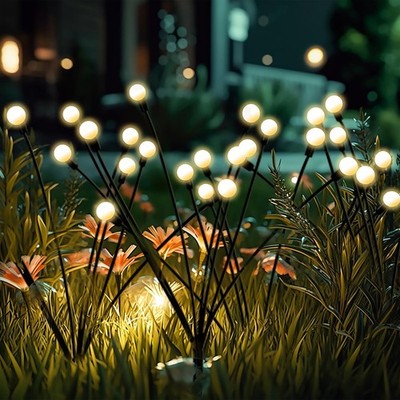 Solar Firefly Lights 4 Pack, Swaying LED Starburst Warm White, Waterproof