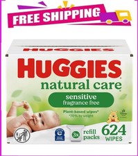 Huggies Natural Care Sensitive Baby Wipes, Hypoallergenic, 99 Purified Water, 3